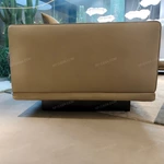 Fluid Curved Sectional Top-Grain Leather Sofa with Integrated Marble Side Platform